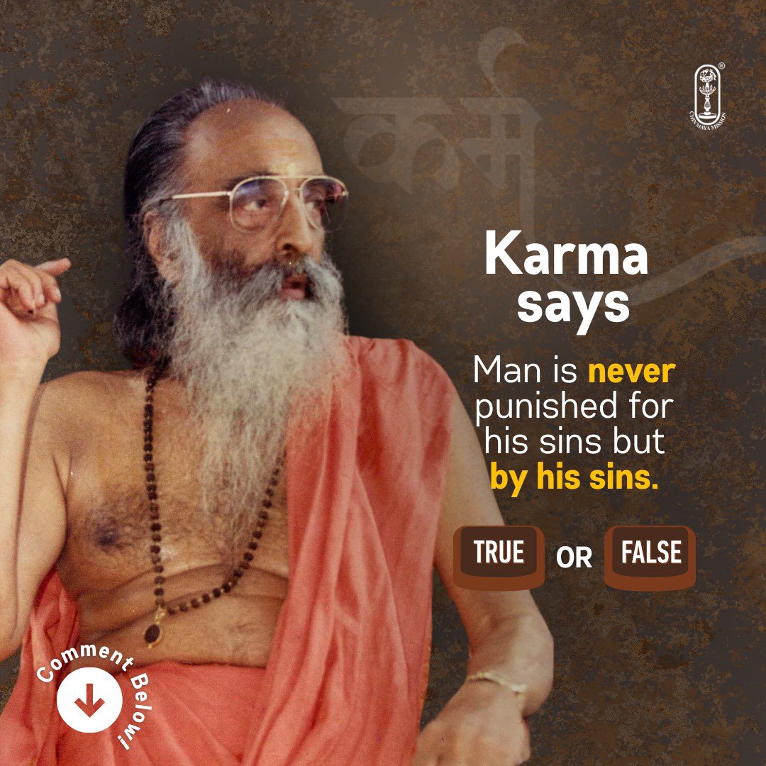 ChinmayaMission's tweet photo. True or false? Comment below and tell us what you think!
#chinmayamission #swamichinmayananda #quotestag #quotesandphrases #quotesfortheday #quotespage #quotestolivebyforever #trueorfalse #questionsandanswers #quizinstagram #quiznight #karmasays #karmaquotes #sinner #sinners https://t.co/R1ubf1lL48