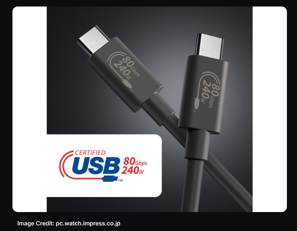 mogorago's tweet image. USB4 2.0 cables now available: 80 Gbps &amp;amp; 240W Power Delivery! But why aren&apos;t #PCCases &amp;amp; #Motherboards fully adopting this interface yet? Time for innovation and faster adoption! 🔌 #Tech #USB4 #Innovation #MotherboardCriticism #Technikchegger