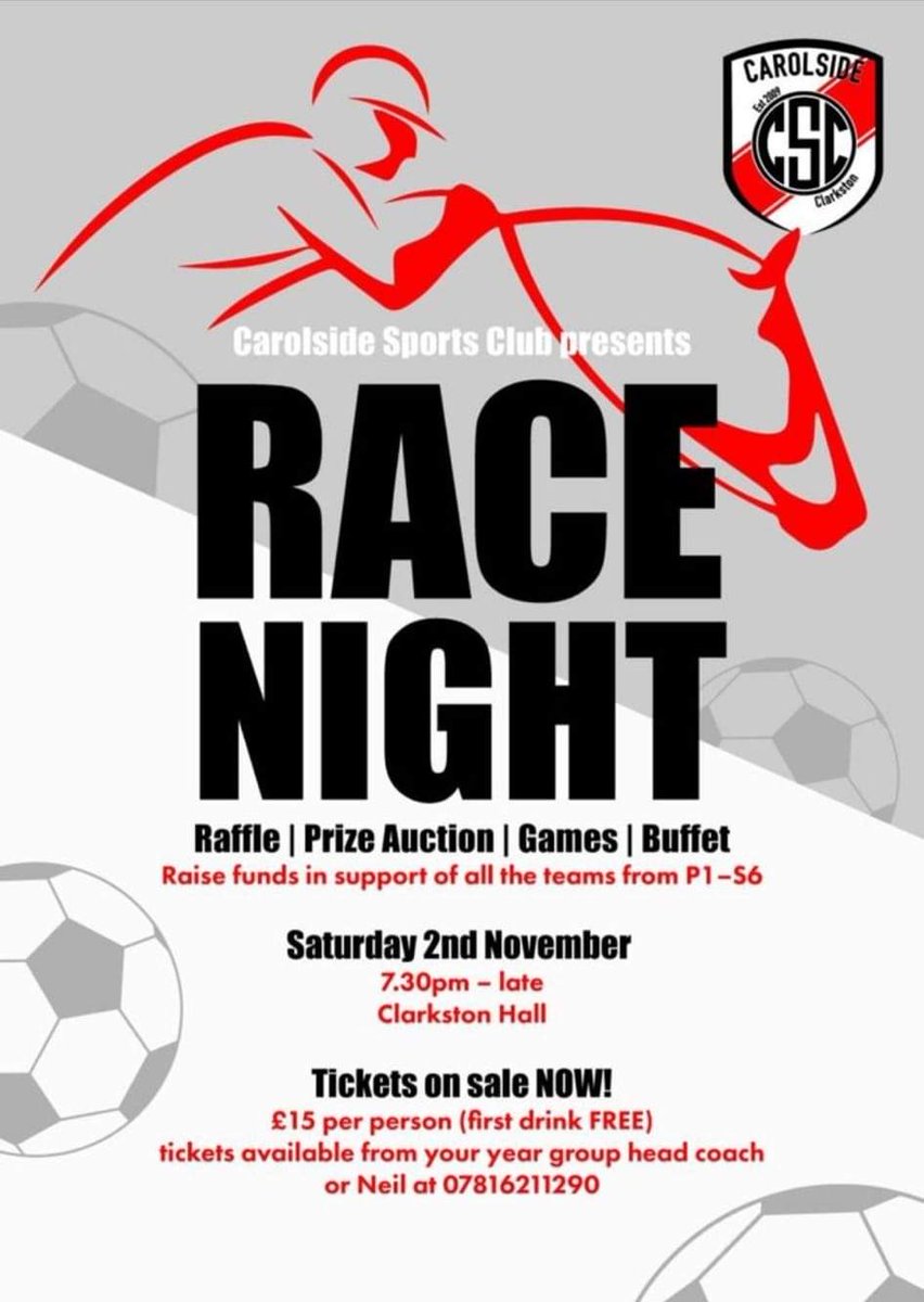 Get your tickets before they sell out. Come along for a great night of fun and help raise funds for the club. See you there. ⚽🏇🏀⚾
