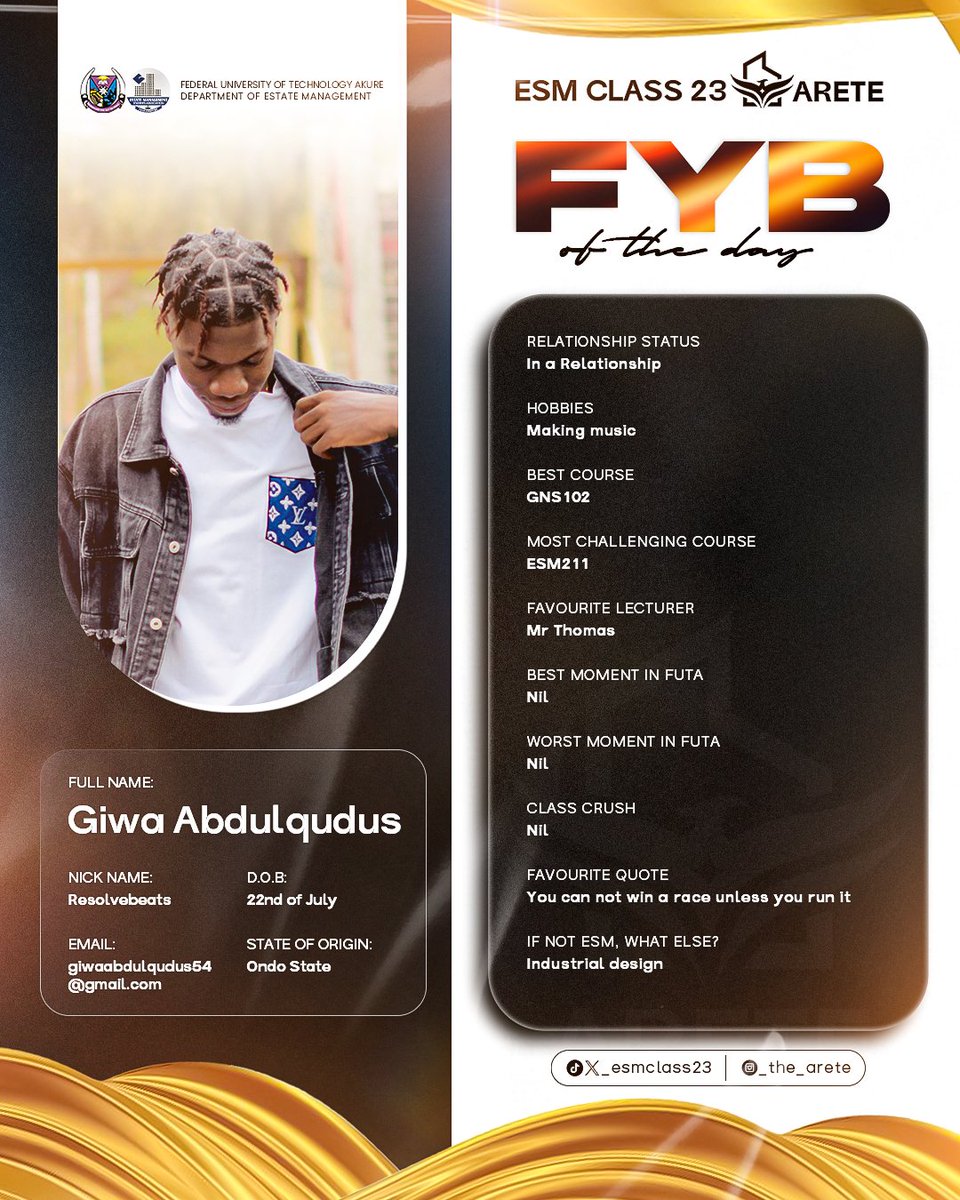 Esmclass23's tweet photo. Meet Abdulqudus, the Arete of the day.
Also known as Resolvebeats

Abdulqudus is the kind of guy you want in your corner, reliable, focused, and always willing to lend a hand. As a talented music producer and the mastermind behind Resolvebeats Recording Studios. https://t.co/xftLvE9Ujo