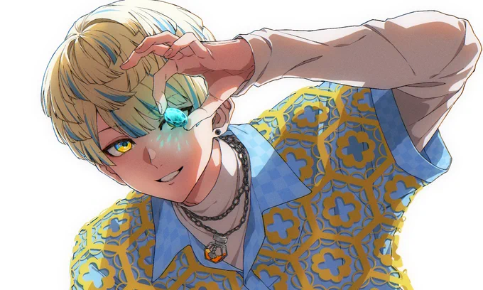 【企画絵】 新人男子×誕生石の企画で8月のアレキサンドライト×担当しました
