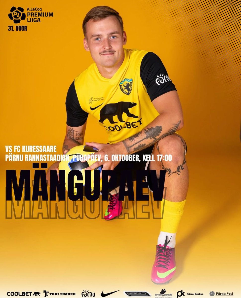 HOME GAMEDAY!⚽️

Today at 17:00 we will take on FC Kuressaare in an important match at the Rannastadion. 

Come give us extra power and help us leave the points in the Bear Cave!💪🐻

#pärnupärast