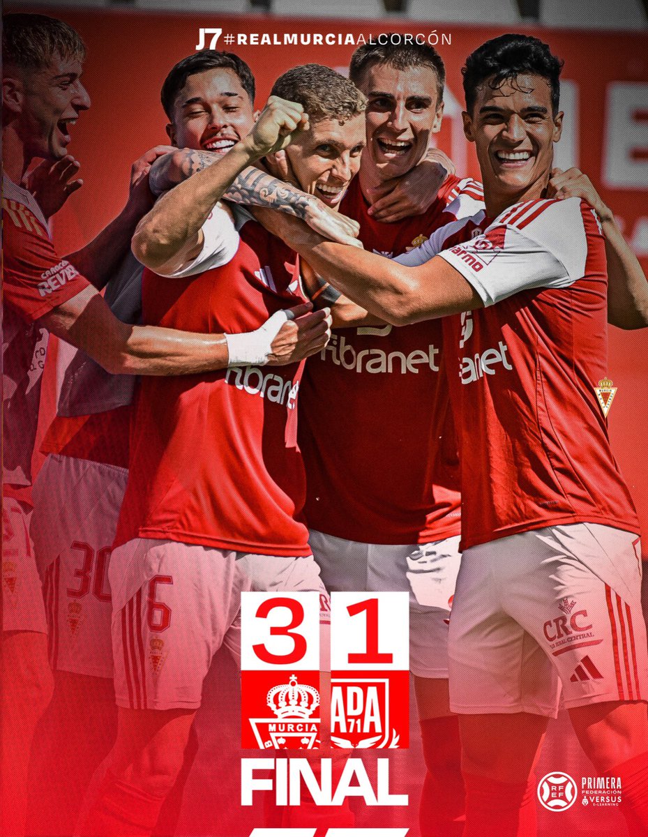 J7 | FIN | 3-1 | 🏁 💪
¡𝗙𝗜𝗡𝗔𝗟! ¡𝗙𝗜𝗡𝗔𝗟! ¡𝗙𝗜𝗡𝗔𝗟!
¡𝗩𝗜𝗖𝗧𝗢𝗥𝗜𝗔 𝗗𝗘𝗟 𝗥𝗘𝗔𝗟 𝗠𝗨𝗥𝗖𝗜𝗔 𝗘𝗡 𝗖𝗔𝗦𝗔! 
🔥 ¡¡𝘓𝑂𝘚 3️⃣ 𝘗𝑈𝘕𝑇𝘖𝑆 𝑆𝘌 𝘘𝑈𝘌𝐷𝘈𝑁 𝐸𝘕 𝘔𝑈𝘙𝐶𝘐𝐴!!
🔝 ¡¡¡Vamos!!!
🎯 <a href="/albertoglez26/">Alberto Glez Marin</a> 
🎯 Jorge Mier
🎯 Matheus Cadorini 
#RealMurciaAlcorcón
