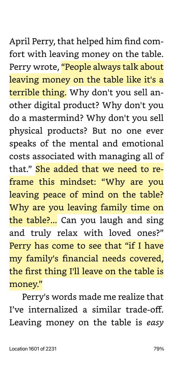 thejustinwelsh's tweet image. I love this passage from 'Good Work'.
If you never leave money on the table, you'll always leave something else on it.
That's why I believe 99% of money-at-all-costs businesspeople are miserable.
A great new read by @p_millerd