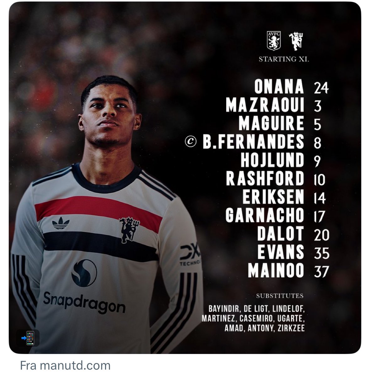 Nå har heldigvis til og med Ten Hag gitt opp. Sentrallinje med Maguire, Evans, Eriksen og Mainoo er jo bakkerekord i laguttak selv i kategorien skalla nørd.