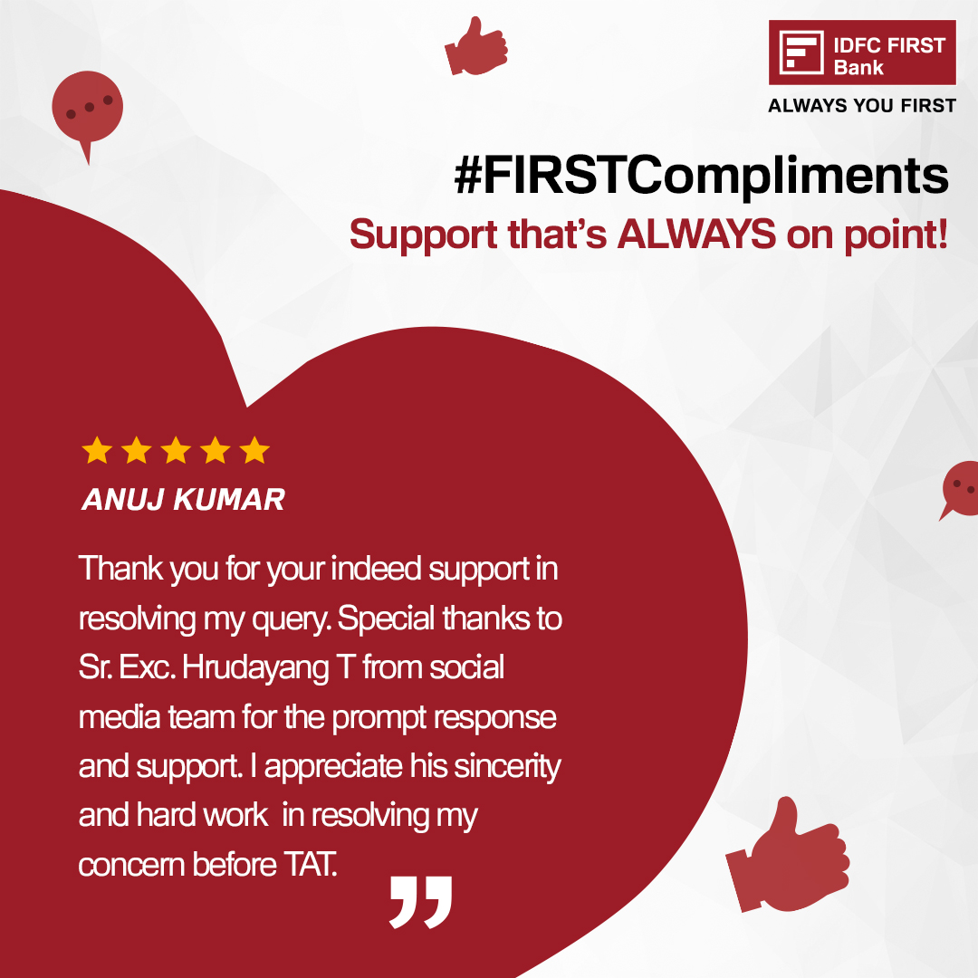 IDFCFIRSTBank's tweet photo. Your time is valuable, and we’re here to honour it! Our dedicated team is committed to providing MORE for you. Join the conversation and share your feedback: https://t.co/K3bsrMxj4t
#IDFCFIRSTBank #AlwaysYouFirst #FIRSTCompliments https://t.co/NxLFqV4Rip