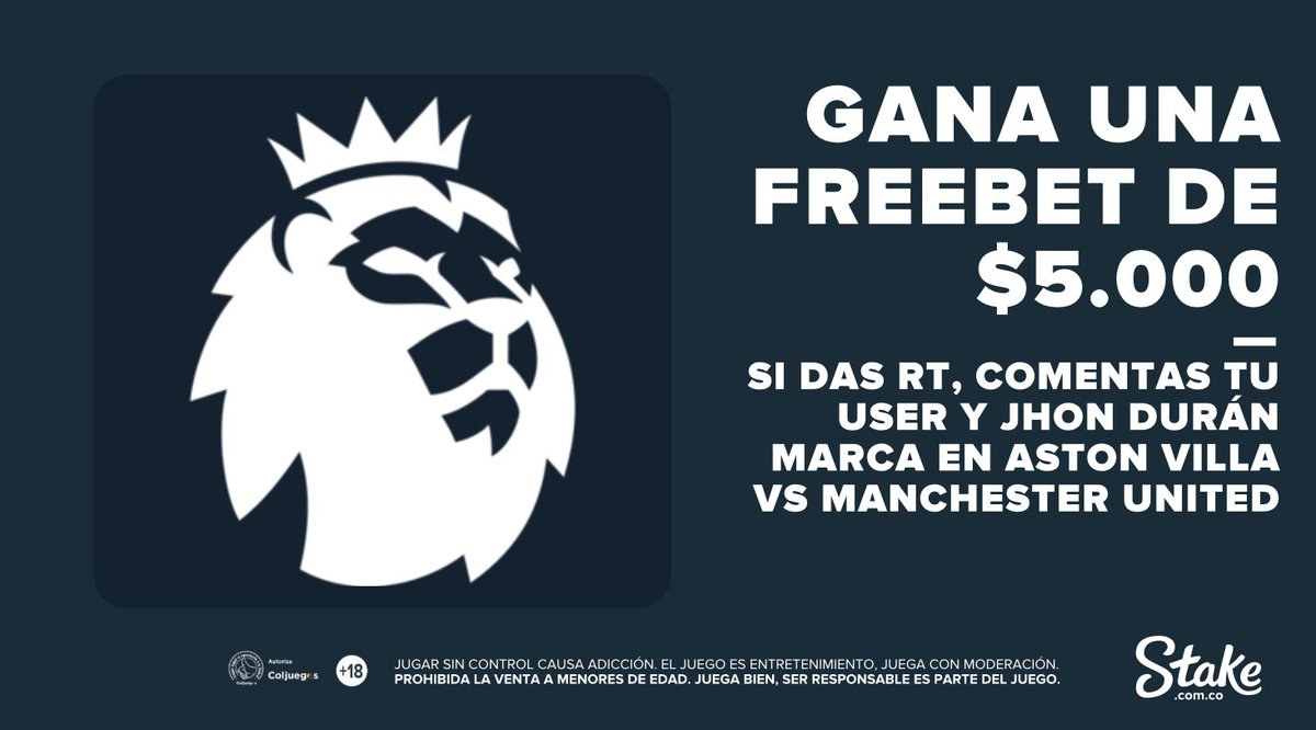 Juega el Aston Villa 🏴󠁧󠁢󠁥󠁮󠁧󠁿 con Jhon Durán 🇨🇴 y Dibu Martínez 🇦🇷 contra el mítico Manchester United 🔴⚪ y por eso si nuestro delantero anota gol ⚽, todos los que den RT y comenten su user ganarán una freebet de $5.000 💸

Apuesta aquí:  ow.ly/WnMS50TtRTR
