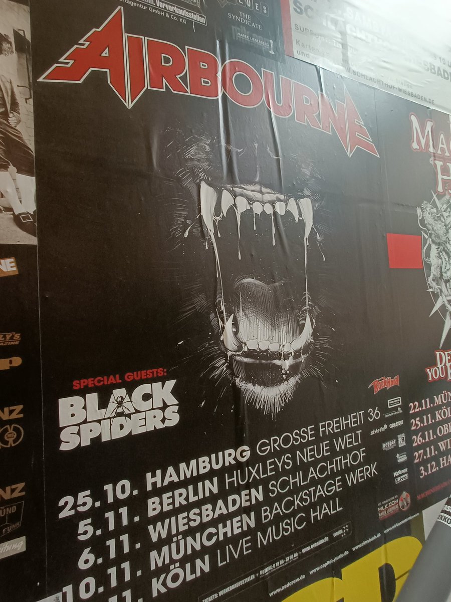 Ace traveling around these venues and seeing all the posters of tours coming though. I imagine the mighty <a href="/Airbourne/">Airbourne</a> and @black_spiders tour the roof off this place on that tour! We saw them in Manchester.

#tour #gigs #newroof #bands