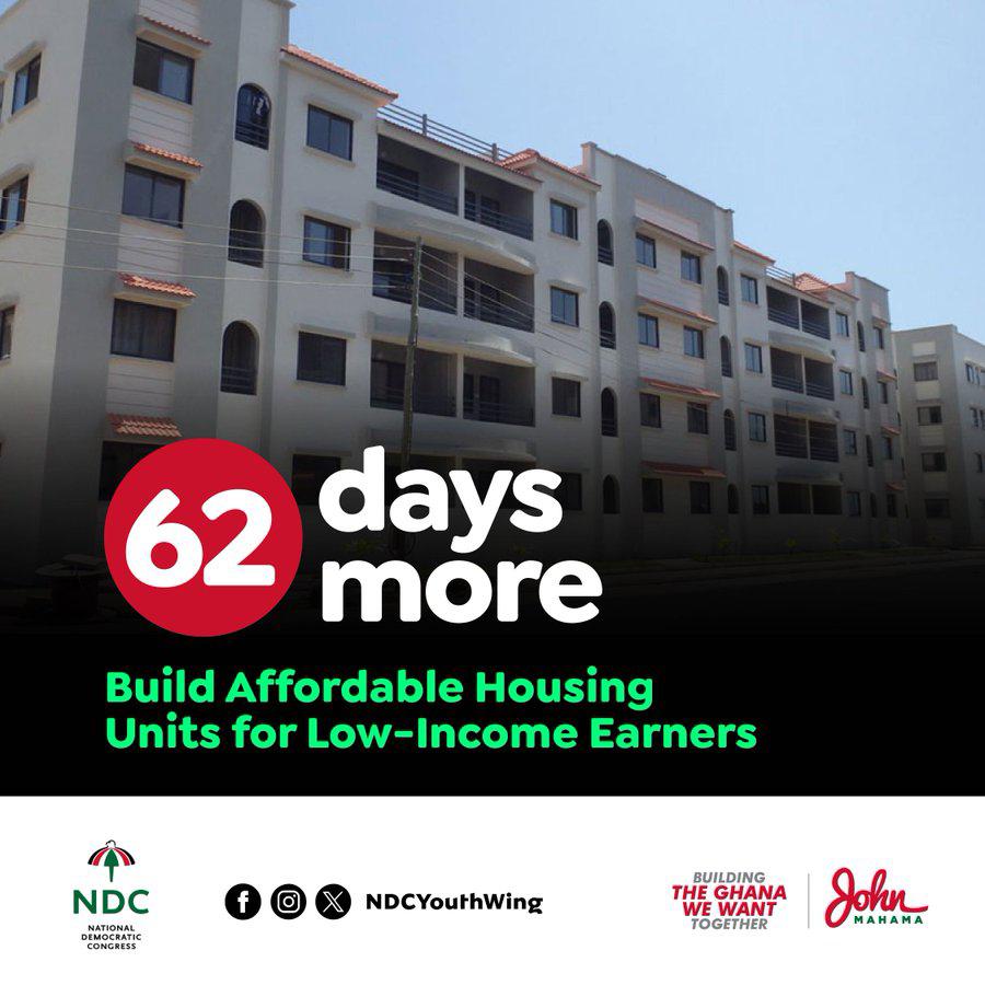 62 days left! Low-income earners deserve safe and affordable housing. Your vote can make this happen. Let’s build a better future, one home at a time. #TheGhanaWeWant #MahamaForPresident #ChangeIsComing #ResettingGhana #viral