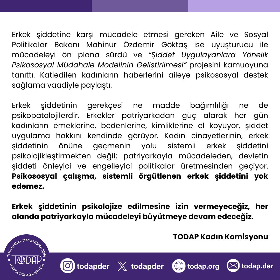 Erkek Şiddetinin Sebebi "Ruh Sağlığı Bozukluğu" Değil Patriyarka!

Son günlerde yaşanan ve medyada yer alan erkek şiddetine ilişkin açıklamamız: