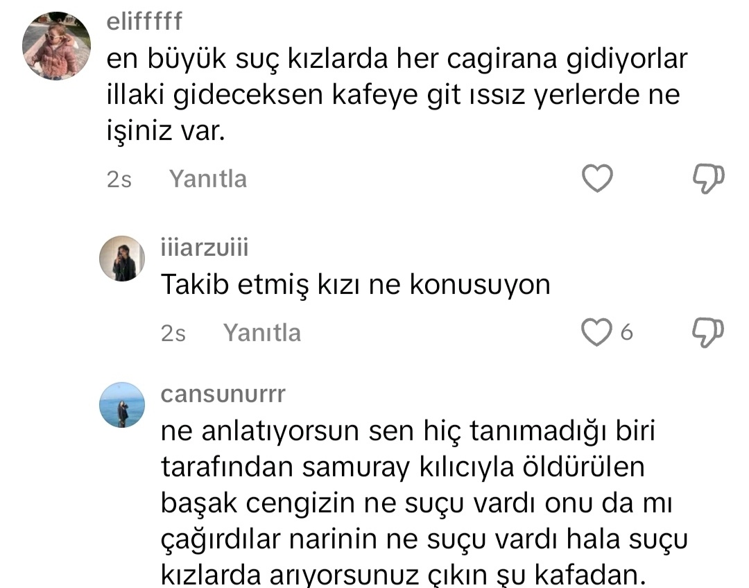 kızını dövmeyen dizini döver diyeceğinize oğullarınızı düzgün yetiştirin psikopat büyütmeyin.

katili savunup destekçi olanları da görün gerekeni yapın bir canımız daha yitip gitmeden

utanmadan birde biber gazına zam yapıp fırsata çeviriyorsunuz yazık gerçekten..
#ilkbaluzuner