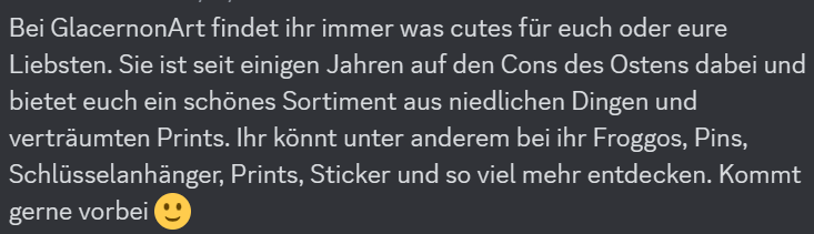 JACKT_Sachsen's tweet photo. Aufgepasst, GlacernonArt stellt sich euch vor!
Ihr wollt mehr Infos zu unserer Convention?
Dann folgt dem Link in der Bio zu unserer Internetseite!
#jackt #jacktsachsen #convention #cosplay #cosplayconvention #halloweenconvention #halloweencosplay #chemnitz #sachsen https://t.co/igZbo30Dls