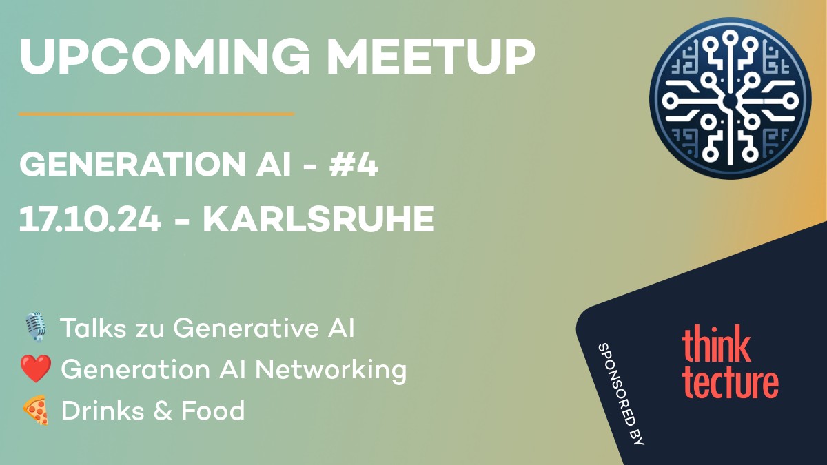 Wir freuen uns wieder auf zwei Speaker, die mit den Teilnehmern auf Integrationsmöglichkeiten von und mit Generative AI schauen werden. Dabei steht bei diesem #Meetup  das #Framework #DotNET von #Microsoft eher im Vordergrund als #Python

meetup.com/generation-ai-…

#Thinktecture