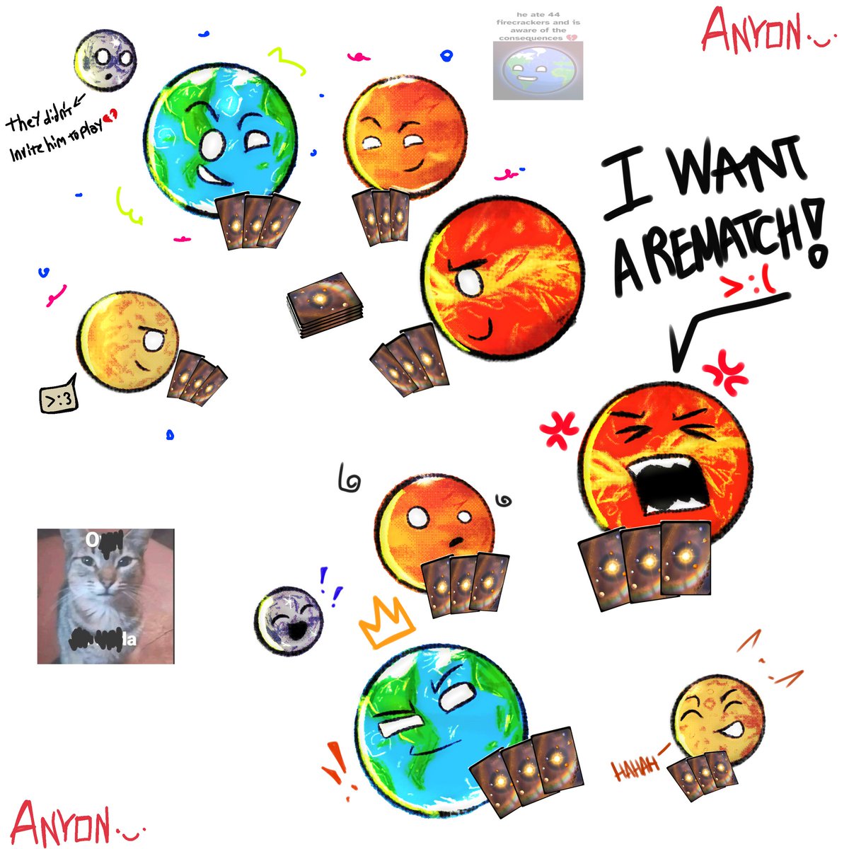 The sillys playing solarcards 🔥

#solarballs #solarballsart #doodle #fanart #digitalart #rockyplanets #solarcards