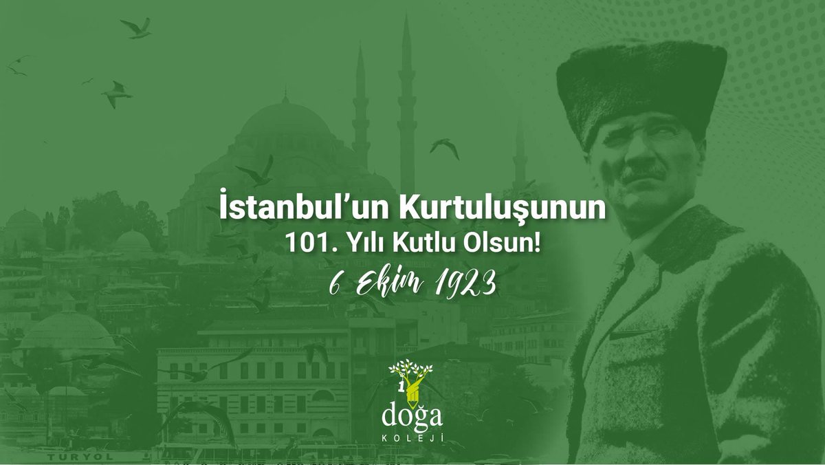 #6Ekim1923 İstanbul’un düşman işgalinden kurtuluşunun 101. yıl dönümü! 
Cumhuriyetimizin kurucusu Ulu Önder Mustafa Kemal Atatürk başta olmak üzere işgalde mücadele eden tüm kahramanlarımızı saygı ve minnetle anıyoruz.🇹🇷

#DoğaKoleji #6Ekim #İstanbul 
@selcukdoga