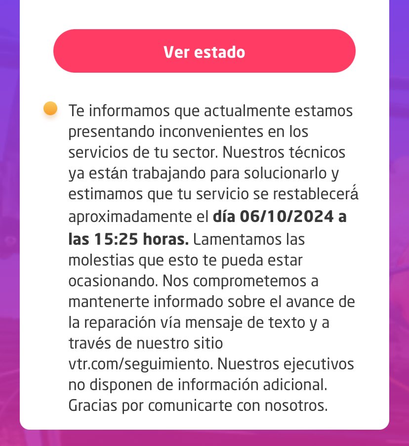 Esto pasa por lo menos una vez a la semana con ⁦<a href="/VTRsoporte/">VTR Soporte</a>⁩ ⁦<a href="/VTRChile/">VTRChile</a>⁩ pero después cobran la cuenta igual