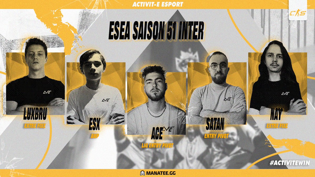 🚨Nouvelle équipe CS2🚨

Nous sommes très heureux de vous annoncer notre nouveau roster 100% français. 

L'équipe nous représentera sur #CS2, et bien plus tôt que vous ne le pensez...

🇫🇷Luxbru 
🇫🇷<a href="/eSx_cs2/">eSx-</a> 
🇫🇷<a href="/AceleleCS2/">Ace</a> 
🇫🇷<a href="/Satan35CSGO/">Dylan 'Satan' Menager</a>
🇫🇷<a href="/uoNNay/">NaY</a>

#ACTIVITEWIN