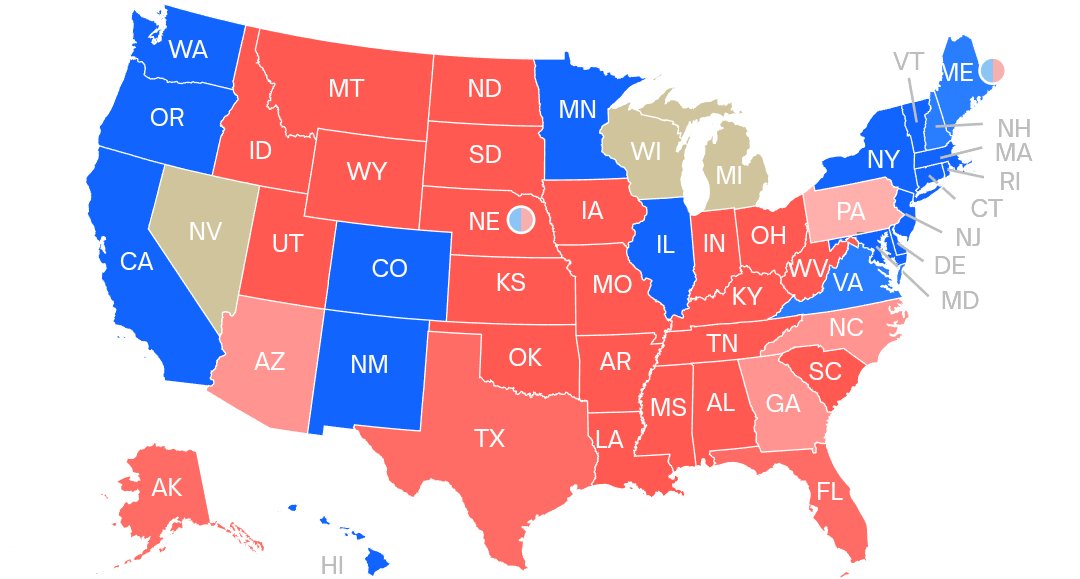 InteractivePolls (@iapolls2022) on Twitter photo .<a href="/Polymarket/">Polymarket</a> - PA, AZ, GA & NC (chance of winning)
PENNSYLVANIA
🟥 Trump: 56%
🟦 Harris: 44%
—
ARIZONA
🟥 Trump: 63%
🟦 Harris: 37%
—
GEORGIA
🟥 Trump: 63%
🟦 Harris: 37%
—
NORTH CAROLINA
🟥 Trump: 61%
🟦 Harris: 39%
—
polymarket.com/elections .<a href="/Polymarket/">Polymarket</a> - PA, AZ, GA & NC (chance of winning)
PENNSYLVANIA
🟥 Trump: 56%
🟦 Harris: 44%
—
ARIZONA
🟥 Trump: 63%
🟦 Harris: 37%
—
GEORGIA
🟥 Trump: 63%
🟦 Harris: 37%
—
NORTH CAROLINA
🟥 Trump: 61%
🟦 Harris: 39%
—
polymarket.com/elections