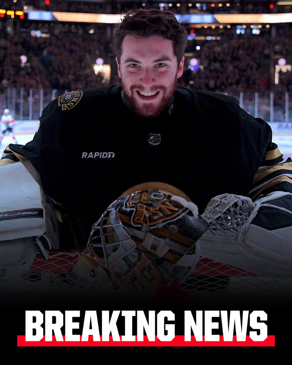 Breaking: Goalie Jeremy Swayman signed an eight-year, $8.25M AAV contract, the Bruins announced.