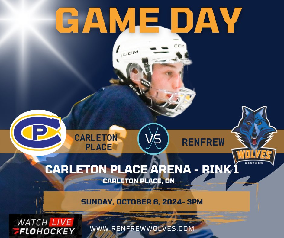 RenfrewWolves's tweet image. 🐺🏒 GAME DAY! The Wolves are ready to rally together and take on Carleton Place this afternoon! Puck drops at 3 PM at Carleton Place Arena – let’s cheer them on! 🎉📣 #RenfrewWolves #GameDay #WolvesHockey #RallyTogether