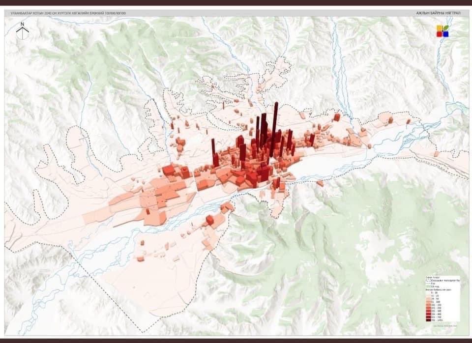 Улаанбаатар хотын ажлын байрны нягтаршлыг харуулсан зураглал‼️ Түгжрэл ч бас үүнтэй холбоотой юу⁉️🤔