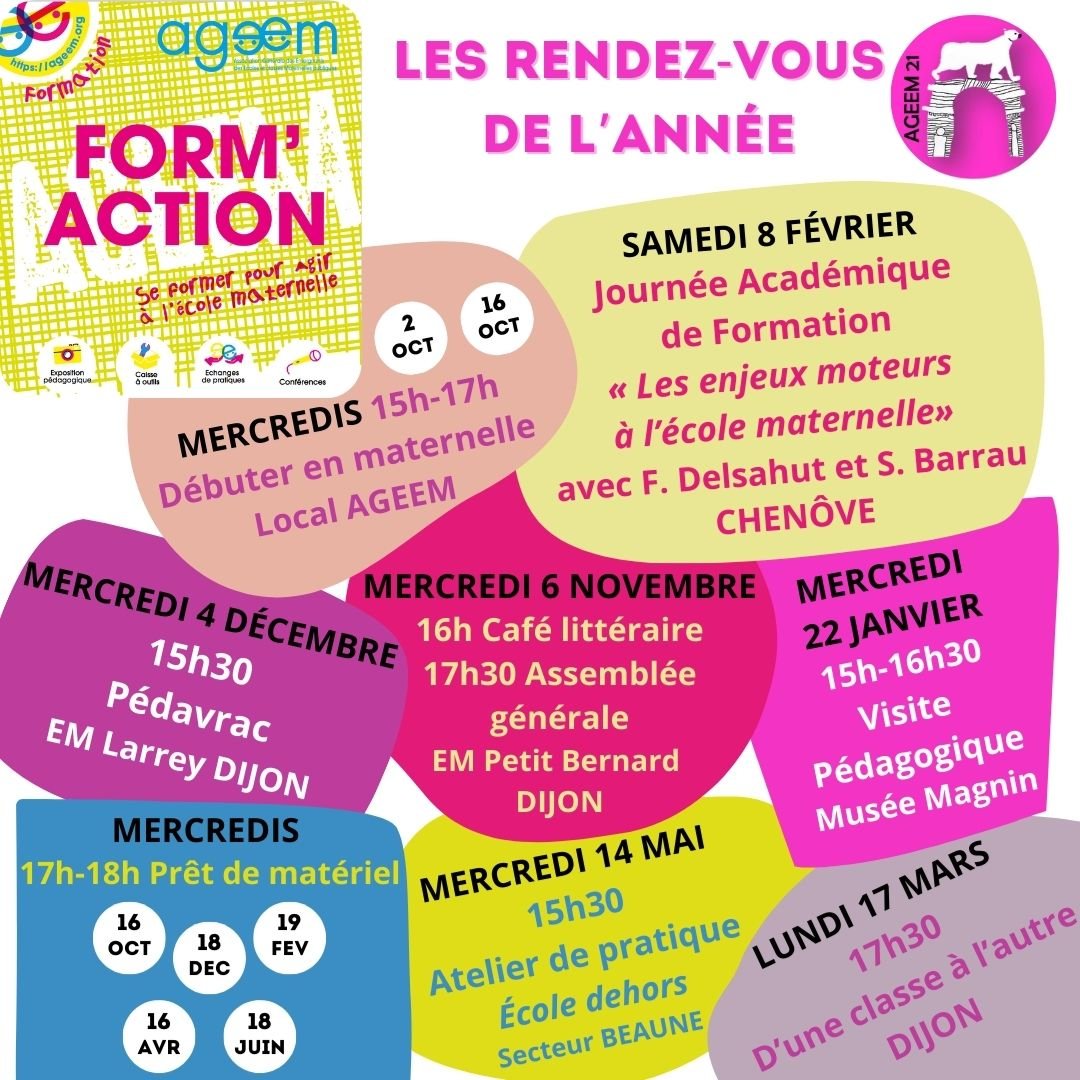 ageem2101's tweet photo. Programme local pour Ageem 21: #formaction #jaf #duneclasseàlautre #pratique #échanges #pedavrac
Certaines dates ouvertes à tous, d'autres réservées aux adhérents abonnés. Contactez-nous.
Pour adhérer ➡️ https://t.co/ZXl35b8cGm
@AGEEM_National https://t.co/fZkMbYK3Mg