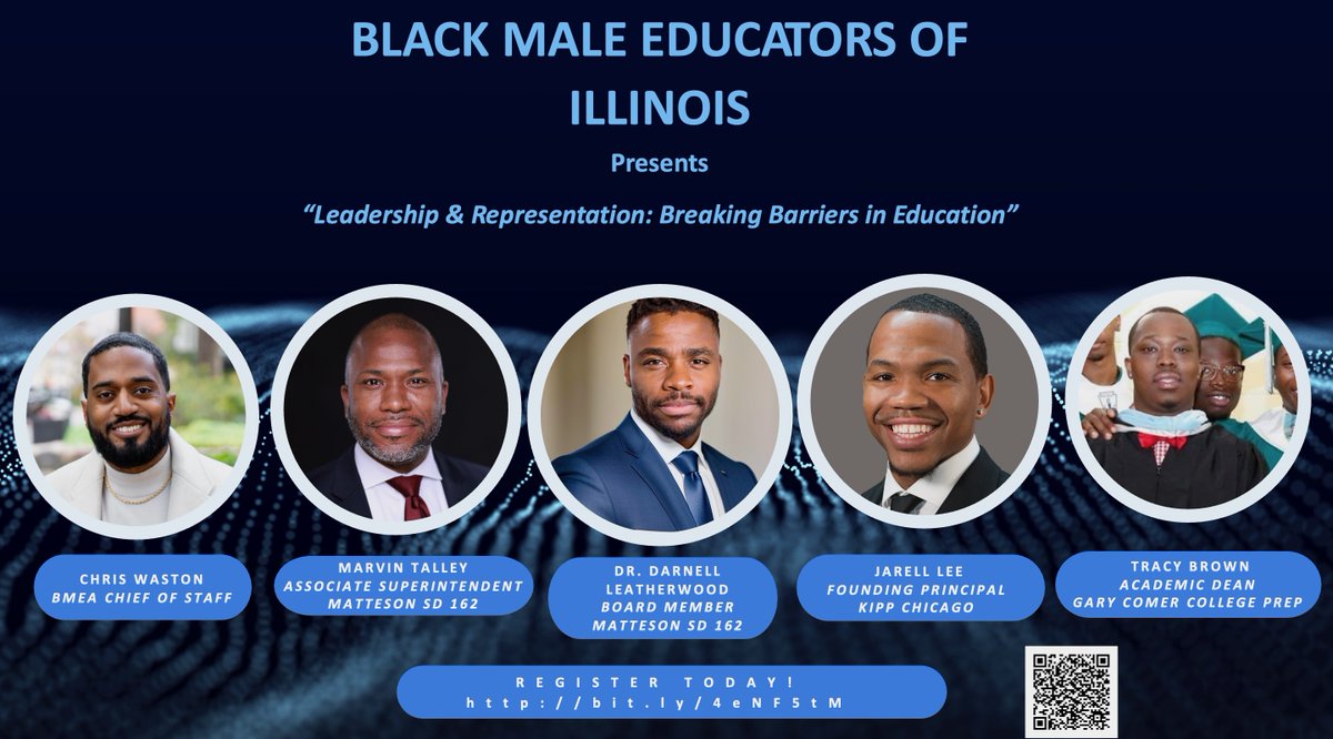 Attention Black Male Educators of Illinois! 
We have another event scheduled for you!
"Leadership &amp; Representation: Breaking Barriers in Education" will take place on November 2: 1:30pm-3:30pm
Register as soon as you can as space is filling up quickly!
eventbrite.com/e/black-male-e…