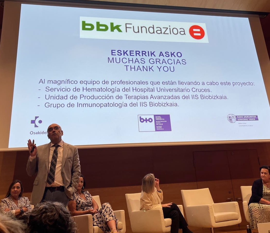 Celebrando el 10 aniversario de <a href="/biobizkaia/">IIS Biobizkaia</a>. Presenté nuestro trabajo sobre una terapia basada en células NK. Un agradecimiento muy especial a la <a href="/BBK_eus/">BBK Fundación Bancaria</a>, por su ayuda. Y gracias también a: <a href="/ContraCancerEs/">Asociación Española Contra el Cáncer</a> <a href="/OsasunEJGV/">Osasuna - Salud</a> <a href="/SaludISCIII/">Instituto de Salud Carlos III (ISCIII)</a>
#cancer #celulasnk #inmunoterapia #leucemia