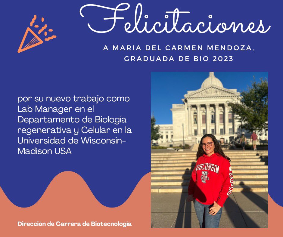 DCDVA_ESPEU (@dcdvae) on Twitter photo Nuestros graduados por el mundo. 🌎 Felicitamos a María del Carmen Mendoza por su nueva posición en la Universidad de Wisconsin <a href="/ESPEU/">ESPE</a> <a href="/DeAeib/">Asociación de Estudiantes AEIB-ESPE</a> <a href="/Investigaespe/">Investigación ESPE</a> Nuestros graduados por el mundo. 🌎 Felicitamos a María del Carmen Mendoza por su nueva posición en la Universidad de Wisconsin <a href="/ESPEU/">ESPE</a> <a href="/DeAeib/">Asociación de Estudiantes AEIB-ESPE</a> <a href="/Investigaespe/">Investigación ESPE</a>