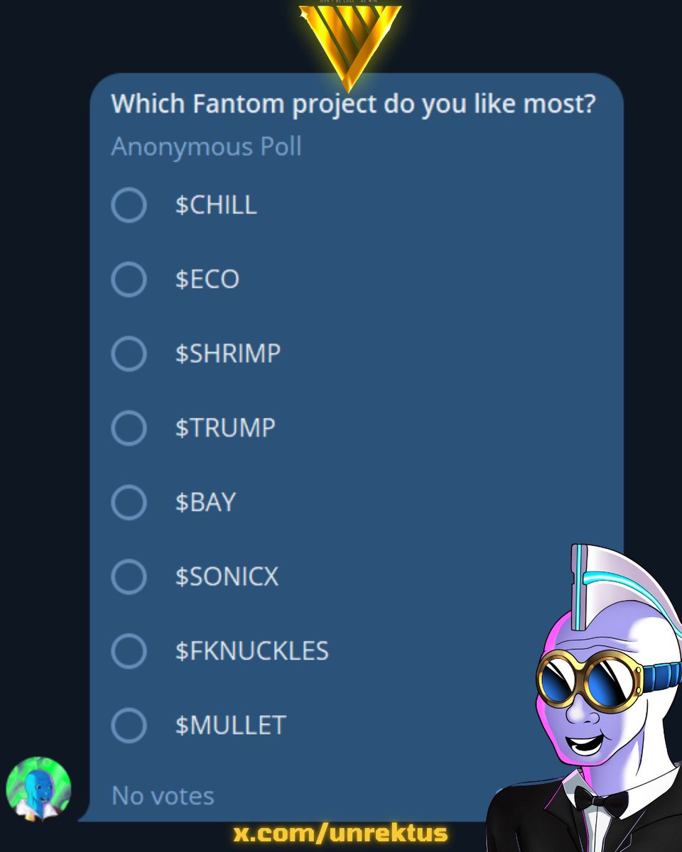 Vote for your favourite #Fantom #Sonic project 
Vote HERE:  t.me/unrektus 🗳️
