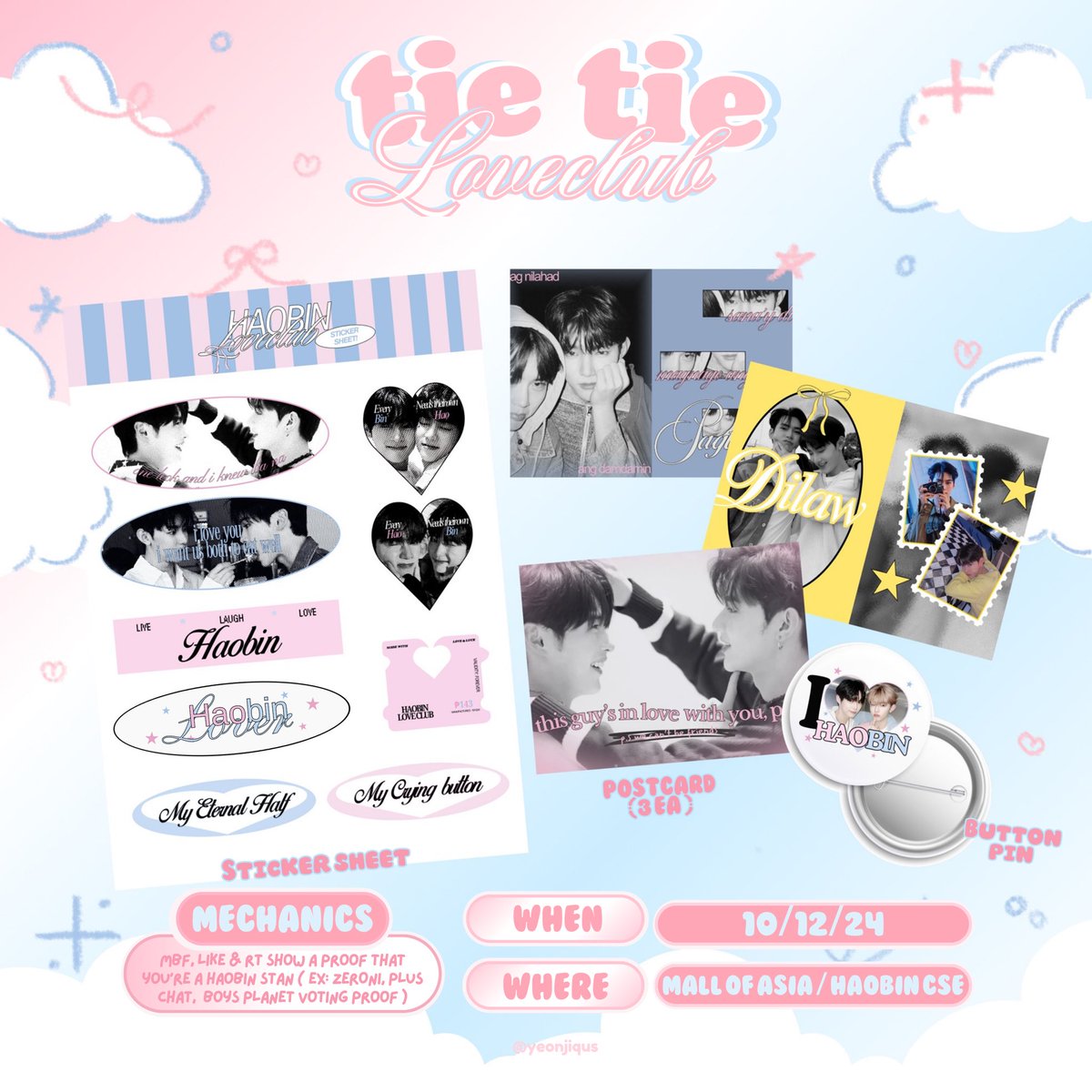 haobinxin's tweet photo. ୨୧ TIMELESS WORLD IN MANILA ୨୧ 

｡ﾟﾟ･｡･ﾟﾟ｡
ﾟ。a haobin fan support by yeonjiqus ⭑.ᐟ
　ﾟ･｡･ﾟ

★ limited qty
★ open for trades &amp; donations
🍭₊˚ see pubmat for mechanics!

❤︎ #ForZEROSE #ZB1INMANILA #2024_ZEROBASEONE_THEFIRSTTOUR_TIMELESSWORLD_IN_MANILA #성한빈 https://t.co/gOVuDgmsTz