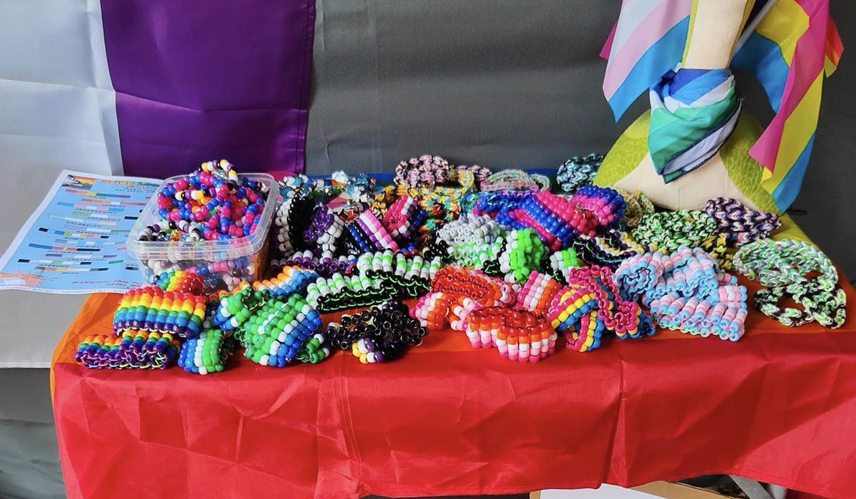A massive thank you to TGG regular Ash, who created some fabulous Pride flag bracelets to sell on our stall at Taunton Pride, generously donating £68.50 from the proceeds to TGG which helps us with materials and insurance. Thank you so much Ash and to those who purchased!
