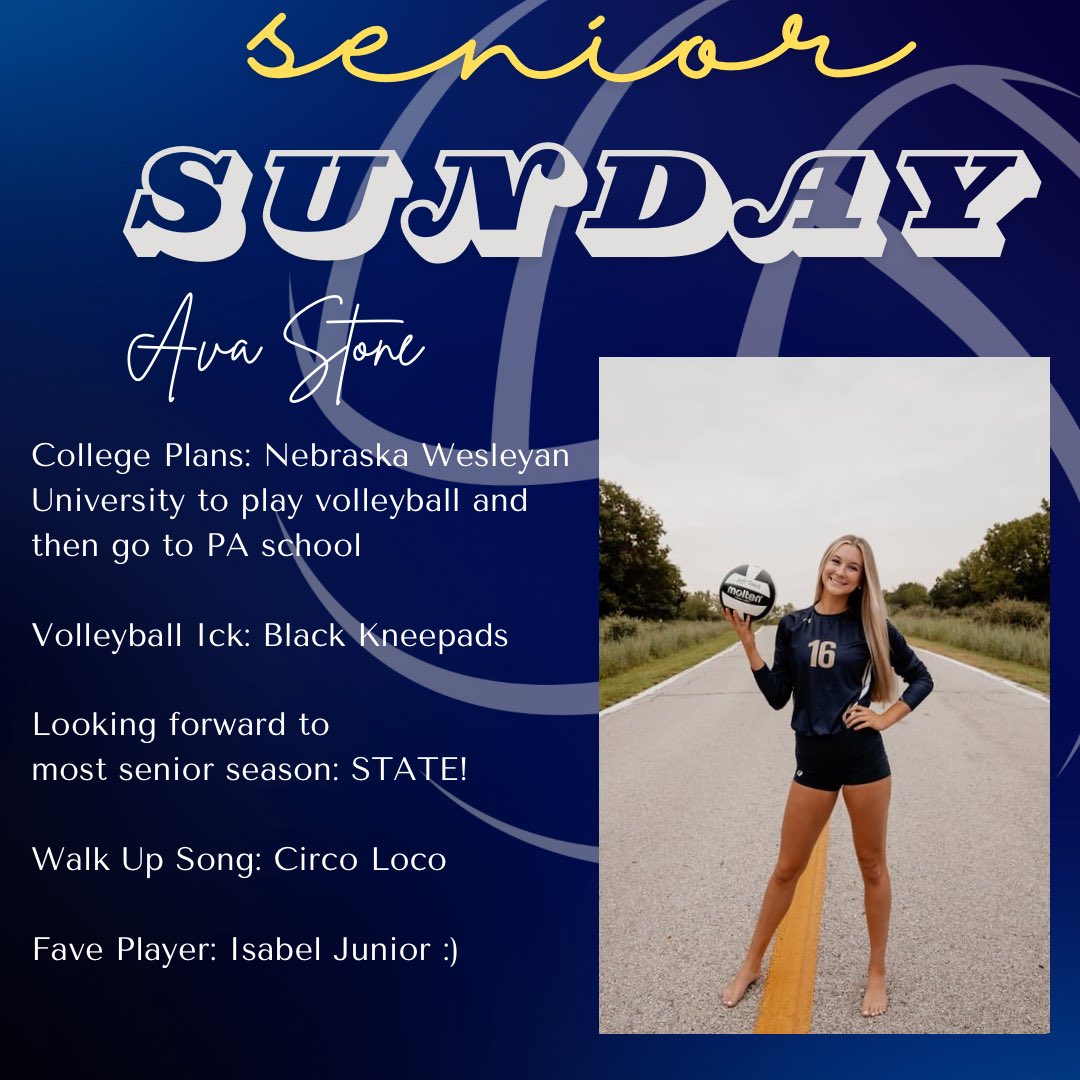 Next up in ⚡️Storm Senior Sunday⚡️ is middle blocker Ava Stone!