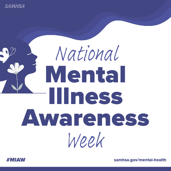 This week is Mental Illness Awareness Week (Oct. 6-Oct. 12). Help raise awareness about the importance of mental health, and getting support and treatment for mental illness: samhsa.gov/mental-health #MIAW