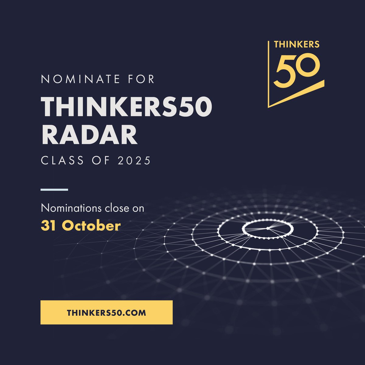 The world of management ideas is fast-moving. Ideas emerge, change, and evolve. And now they do so on the global stage.
Let us know about the new exciting management thinkers YOU are watching -- submit your nomination for the #Thinkers50Radar 2025: thinkers50.com/radar-nominati…