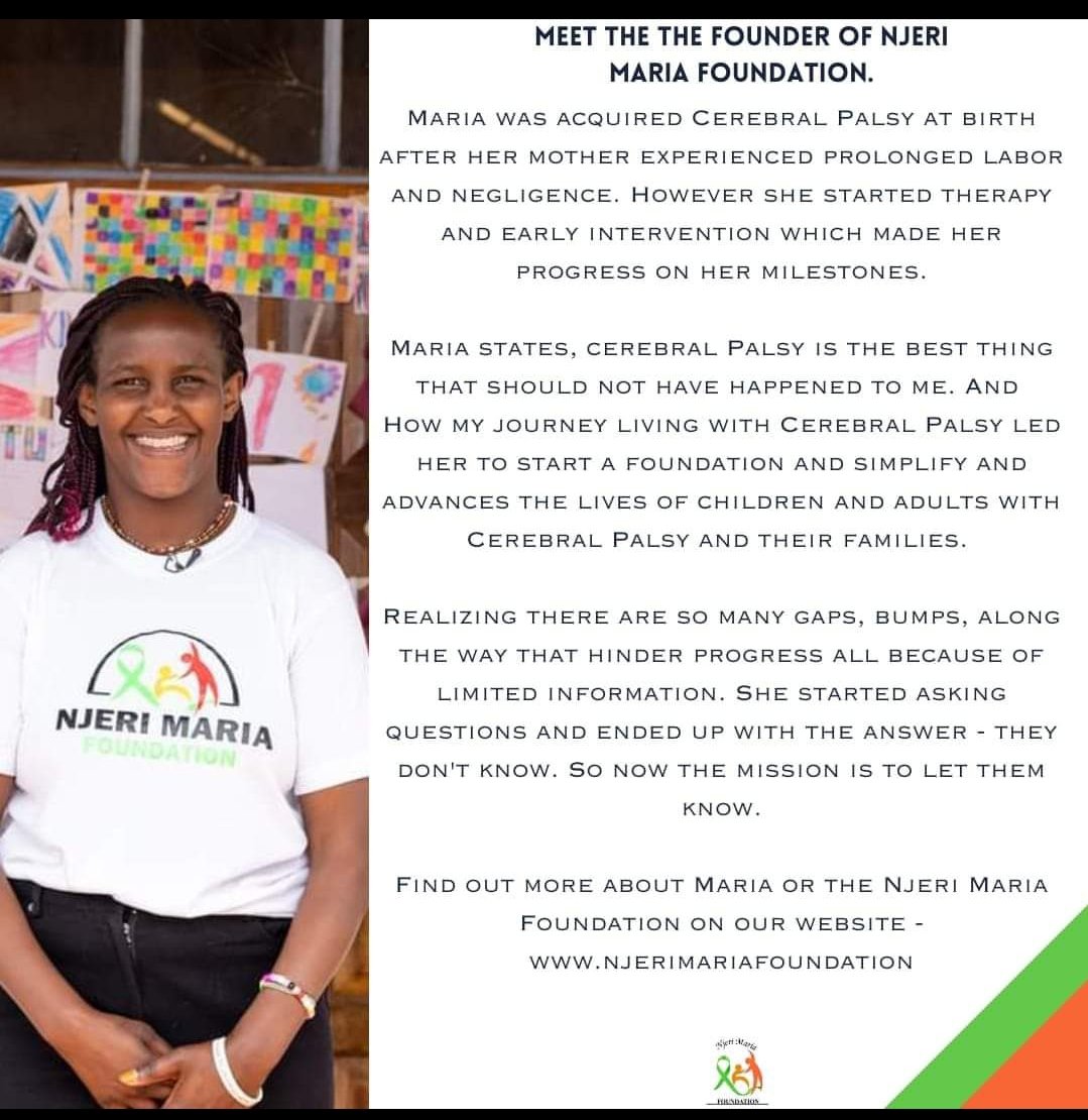 Njeri Maria Foundation (@nmfincluded) on Twitter photo It is World cerebral Palsy Day!
Marked on the 6th October celebrating individuals with the developmental condition.
The 2024 theme is uniquely CP,
Identifying that individuals with CP may have the same characteristics, however they are uniquely themselves.
<a href="/WorldCPDay/">World Cerebral Palsy Day</a> #Kenya It is World cerebral Palsy Day!
Marked on the 6th October celebrating individuals with the developmental condition.
The 2024 theme is uniquely CP,
Identifying that individuals with CP may have the same characteristics, however they are uniquely themselves.
<a href="/WorldCPDay/">World Cerebral Palsy Day</a> #Kenya