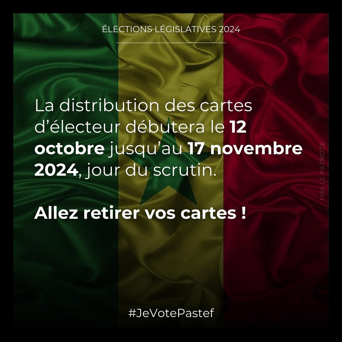 samou0123's tweet photo. ALLEZ RETIRER VOS CARTES
Préparez les législatives
@leprojetpastef @projetpastef
#SunuVote #SenegalVote #Elections https://t.co/FOHJtUk9qj