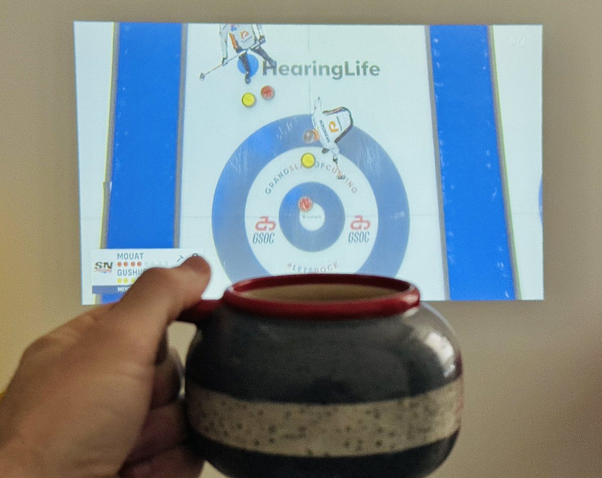 CURLING 🥌 

My ideal Sunday morning is chugging coffee from my curling rock mug while watching championship curling. 

And that’s exactly what I’m doing. The men’s <a href="/grandslamcurl/">Grand Slam of Curling</a> final underway. Gushue vs Mouat. Here we go folks.
