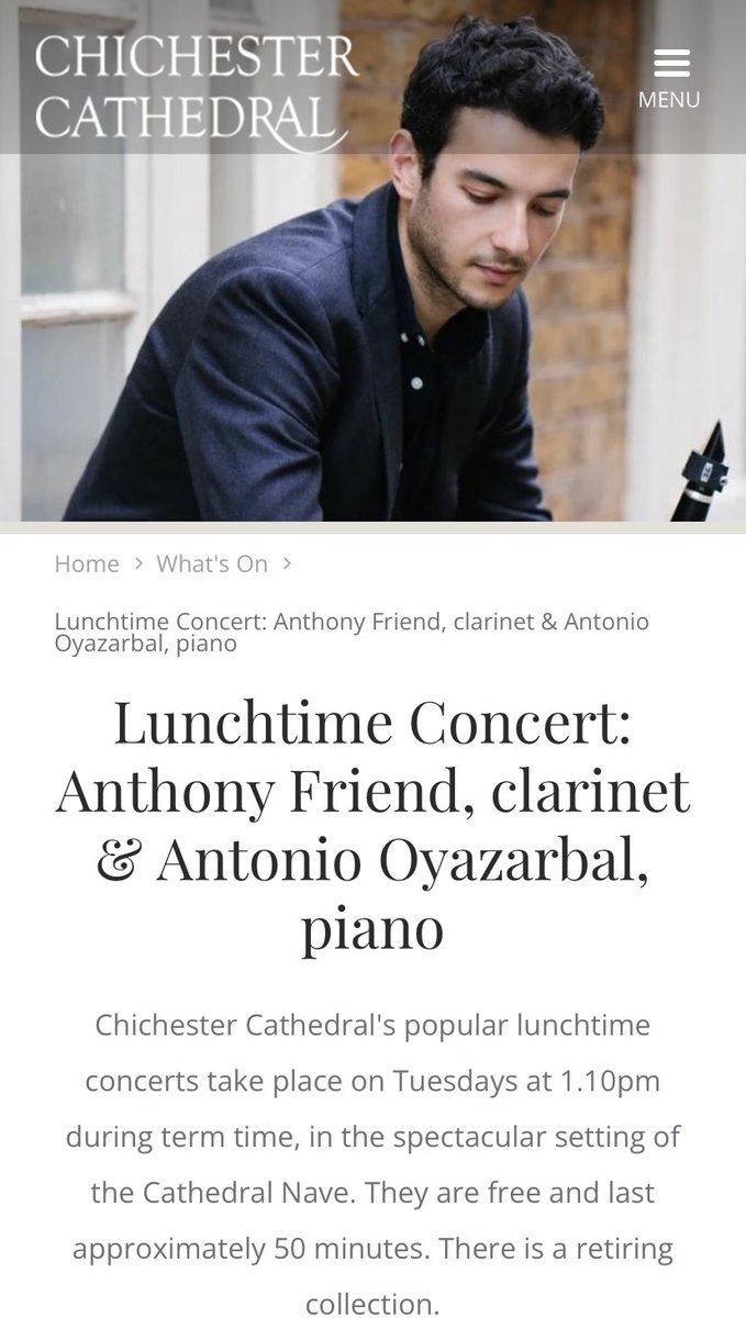 Anthony Friend (@antoineami) on Twitter photo Come along to <a href="/ChiCathedral/">Chichester Cathedral</a> on Tuesday to hear this and other great pieces by women composers played by me and <a href="/Aoyarzabalpiano/">Antonio Oyarzabal - Pianist</a> Come along to <a href="/ChiCathedral/">Chichester Cathedral</a> on Tuesday to hear this and other great pieces by women composers played by me and <a href="/Aoyarzabalpiano/">Antonio Oyarzabal - Pianist</a>