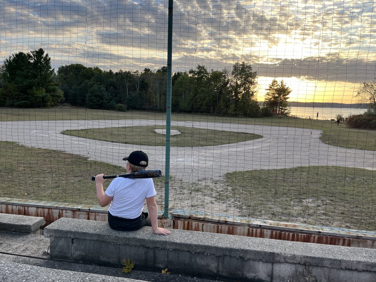 Johnubacon's tweet image. Teddy insisted on playing 9 innings (2 hours!) of one-on-one baseball at our Field of Dreams on Torch Lake. Teddy’s Alden Giants won a squeaker, 27-0. I have some things to work on. Doesn’t get any better…