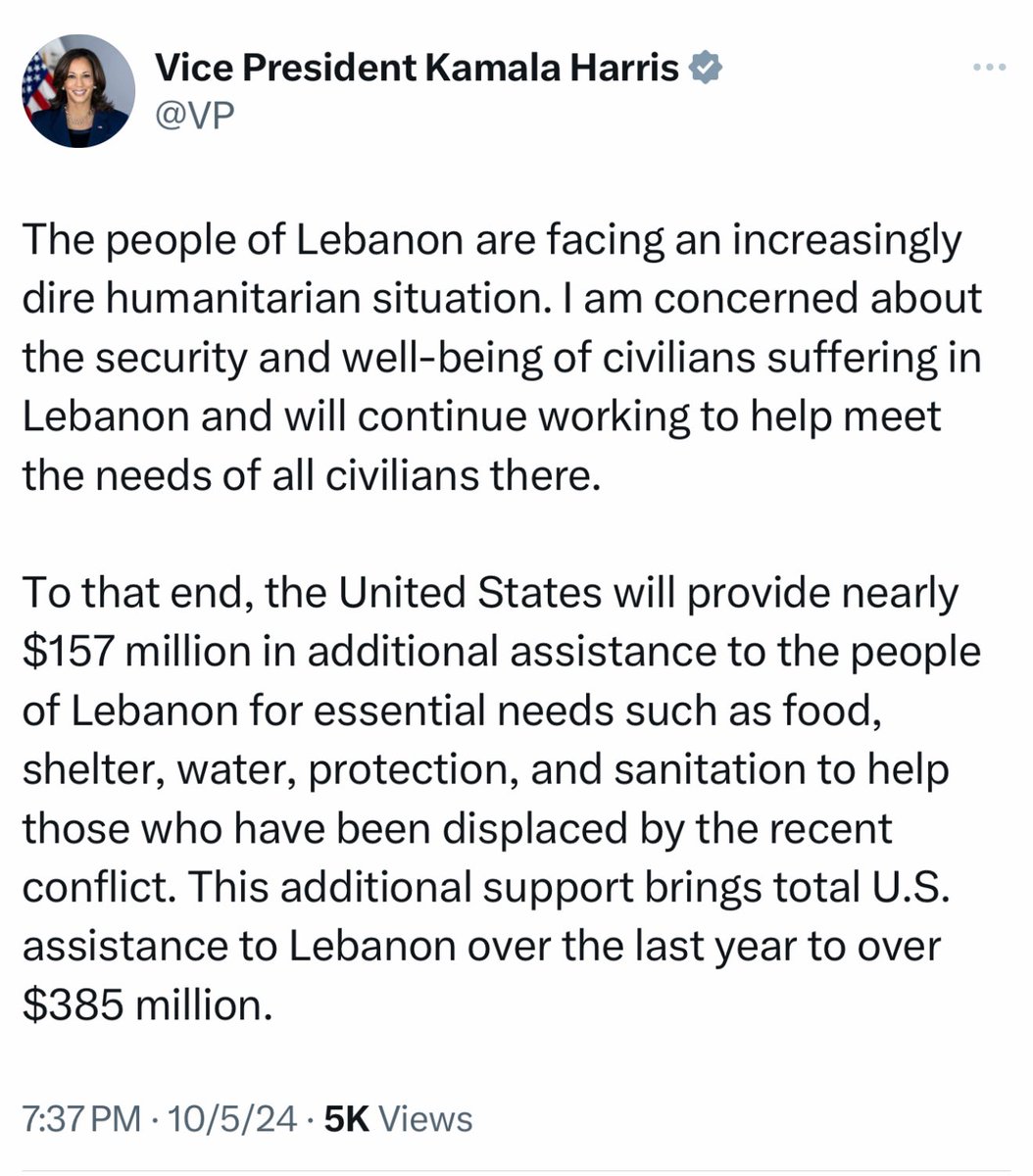 wdunlap's tweet photo. @VP This is Criminal!
Kamala Harris has sent $385 Million this year to Lebanon at a time when FEMA has run out of money to take care of Hurricane Helene victims in the United States. https://t.co/Ig68uSOrF9