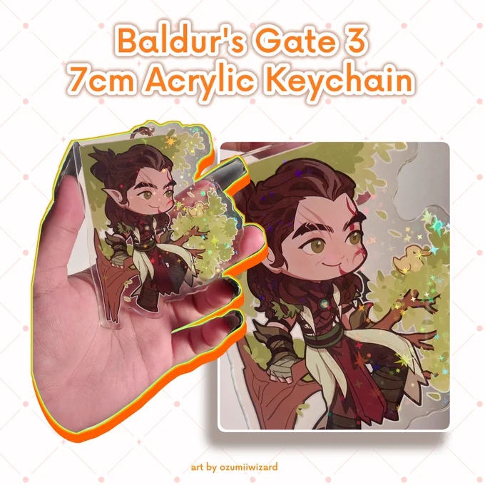 Halsin sitting on a tree keychain is up on my shop for order!  