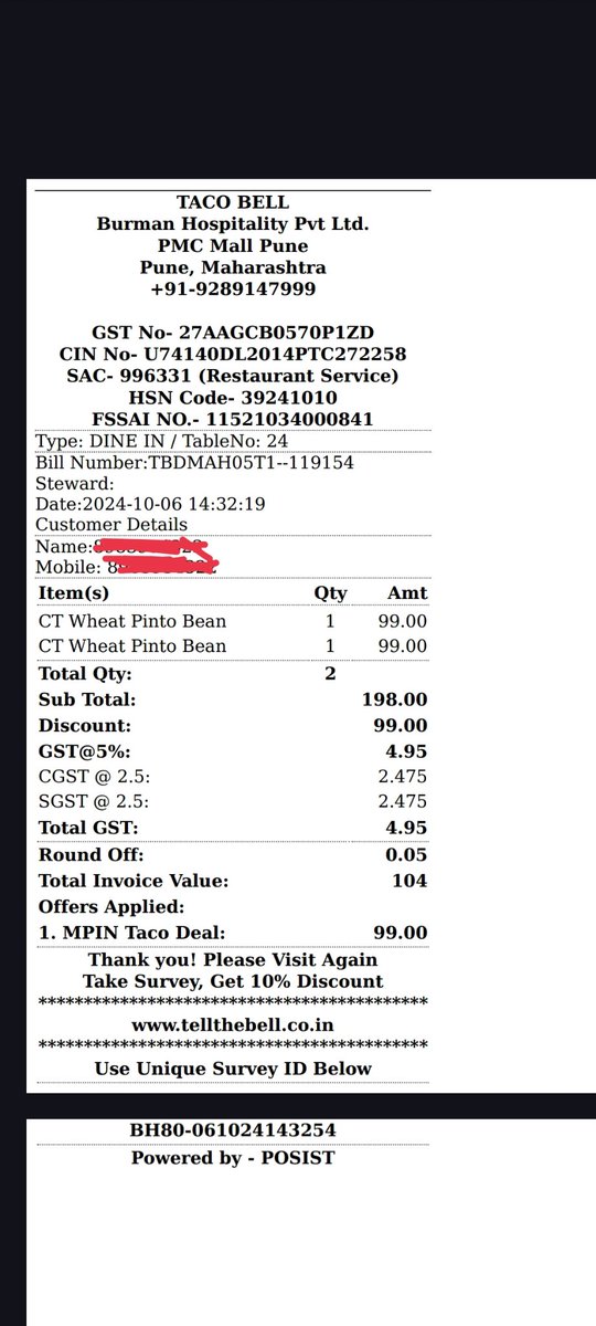 dssumeet's tweet photo. Today I received taco bell food order placed sms on WhatsApp. Which was not initiated by me. Sadly Tacobell is manipulating with customer data and hampering privacy of customer. Below I have attached SS of it. Kindly need strict action against employee.@tacobell #tacobell https://t.co/eWubBHV1TW
