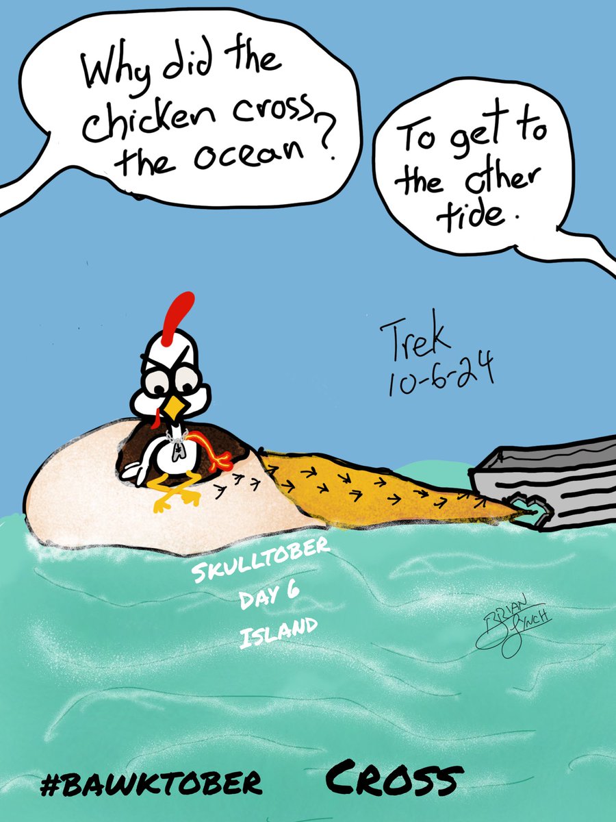 HotWingJustice's tweet photo. Sunday Funnies. Bawktober-Cross Skulltober-Island and Inktober-Trek. #haroldandhishotwingofjustice #hotwingofjustice #thedailyharold #sundayfunnies #art  #bawktober #cross #skulltober #island #inktober #trek #comicbooks #HWoJ #originalcharacters #YourNewFavoriteArtist #BrianLynch https://t.co/bxJK1T9OCP