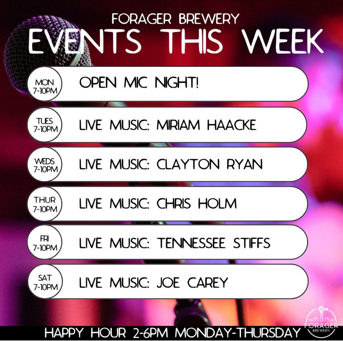 🎤 Hey hey! 🎤 Just a reminder that we’ve got Open Mic Night tomorrow starting at 7pm! It's a great chance to share your talents, or come on in and show your support for these local artists.

Hope to see you tomorrow, and all week, as we enjoy the music! 🎶

#openmic #livemusic