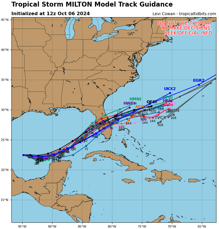 tropicalupdate's tweet image. Latest Sunday 12z spaghetti models on tropicaltidbits.com. Little bump south maybe. I am seeing a smaller system initially then expanding wind field on approach. Could spread impacts to watch for the state as it crosses over into the Atlantic. New NHC track soon.…