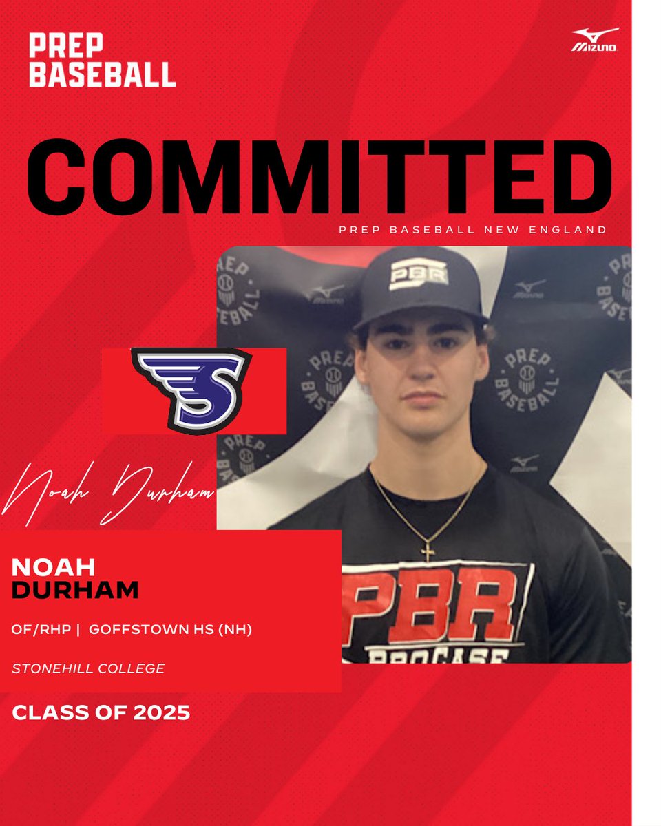 Prep Baseball New England (@pbnewengland) on Twitter photo 🚨 𝓝𝓮𝔀 𝓒𝓸𝓶𝓶𝓲𝓽𝓶𝓮𝓷𝓽 🚨
👏 Congratulations to '25 Noah Durham (Goffstown HS, NH) on his commitment to Stonehill College!
👤 loom.ly/ld_PZiA
#BeSeen #Committed | <a href="/Noah_Durham21/">Noah Durham</a> 🚨 𝓝𝓮𝔀 𝓒𝓸𝓶𝓶𝓲𝓽𝓶𝓮𝓷𝓽 🚨
👏 Congratulations to '25 Noah Durham (Goffstown HS, NH) on his commitment to Stonehill College!
👤 loom.ly/ld_PZiA
#BeSeen #Committed | <a href="/Noah_Durham21/">Noah Durham</a>