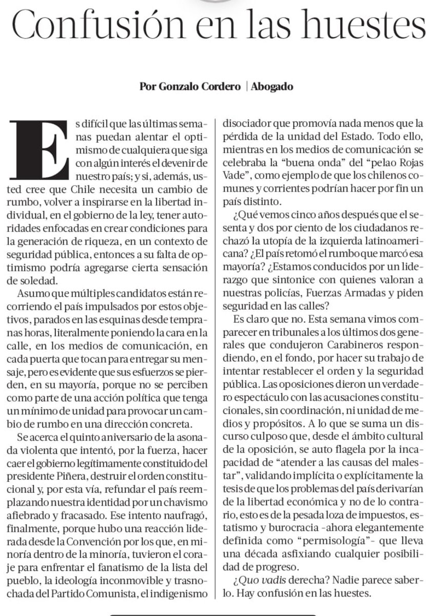 Comparto mi columna de hoy