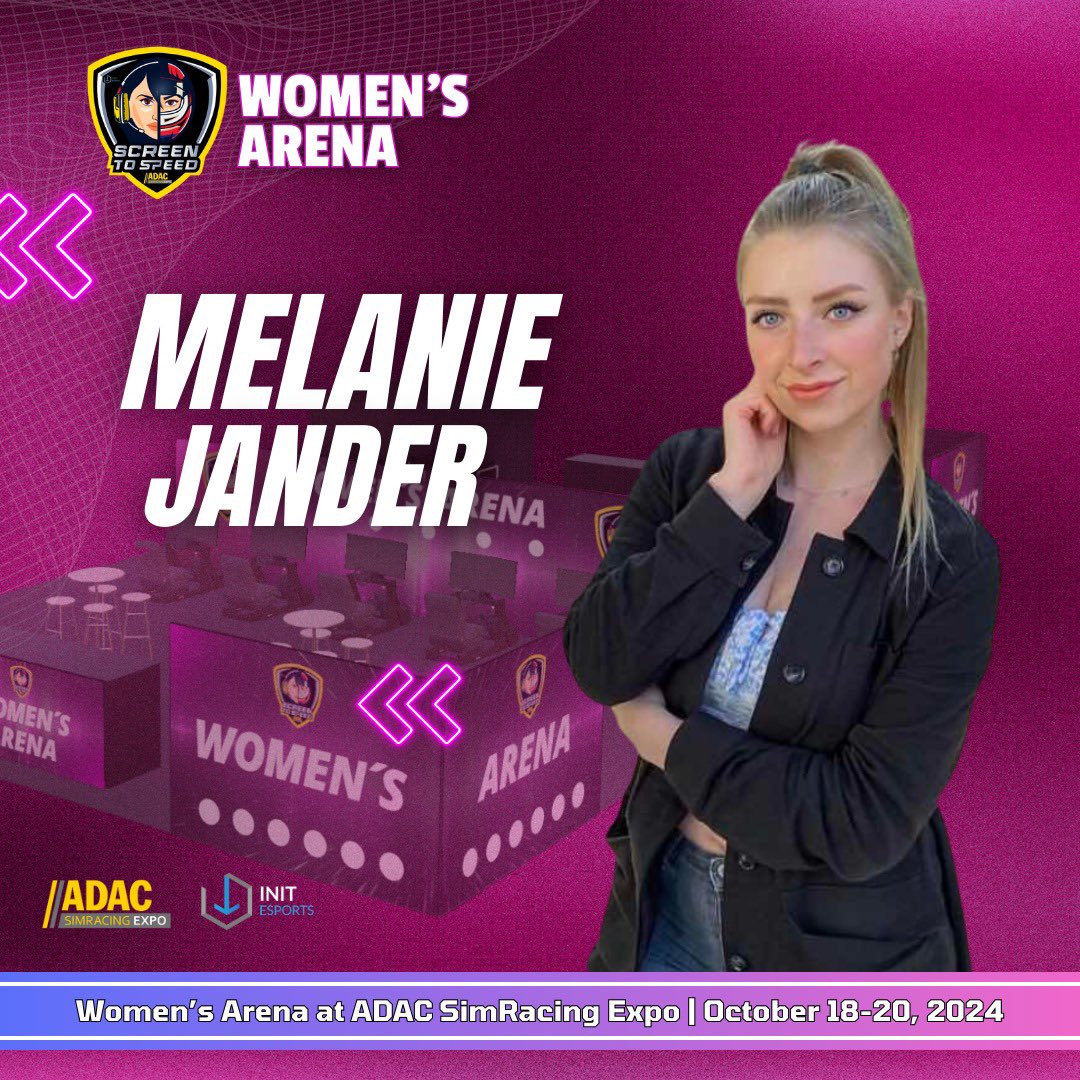 screentospeed's tweet image. Meet Melanie, a passionate F1 streamer &amp;amp; content creator from Germany! 🇩🇪 A Twitch partner, she shines in everything she does—catch her on the latest episode of Init Talks! Watch her race at the #ScreentoSpeed event at the ADAC SimRacing Expo! 🏎️🎮
#ADAC #simracing #expo