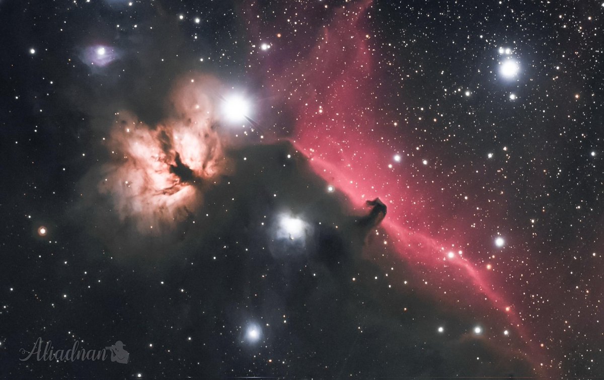 تصويري لسديم رأس الحصان من سماء محافظة واسط العراق (ناحية النعمانية هور الدلمج)